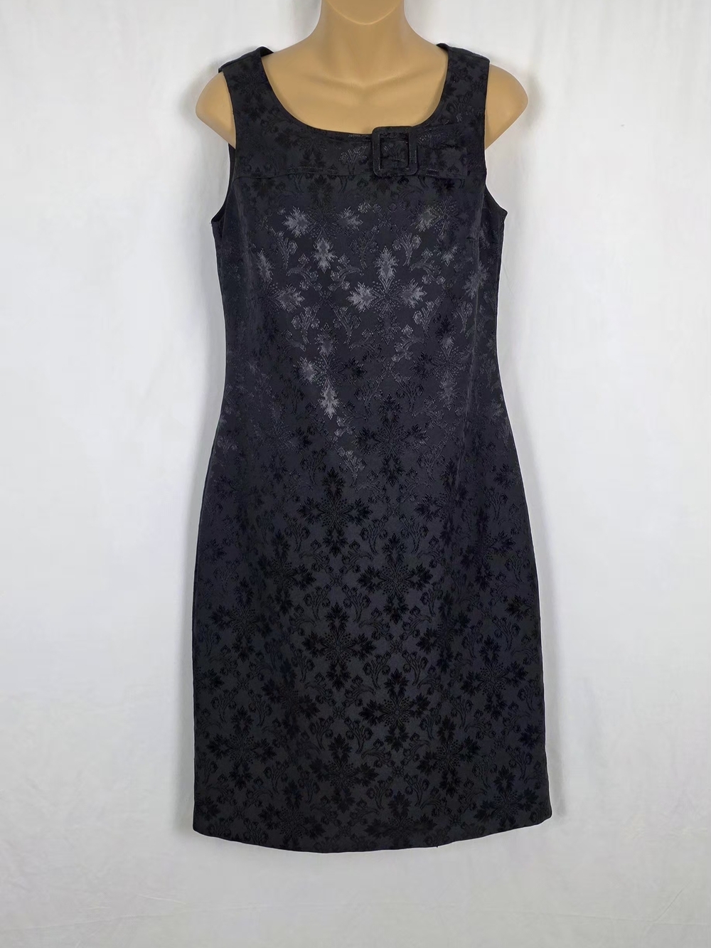 Linea Domani Black Damask Sleeveless Sheath Dress Size 6